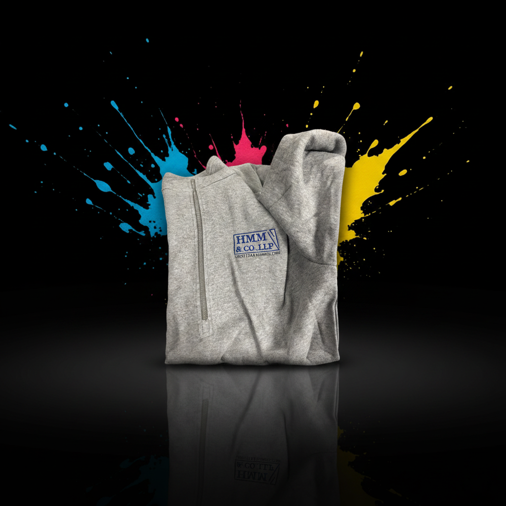 HMM Accounting embroidered logo on grey hoodie