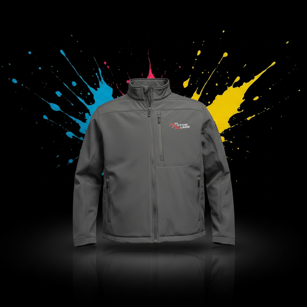 On The Island Apparel embroidered logo on grey softshell jacket