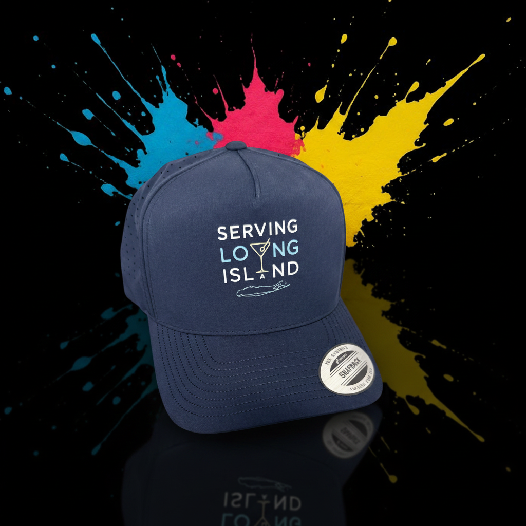 Serving Loving Island embroidered cap angled view