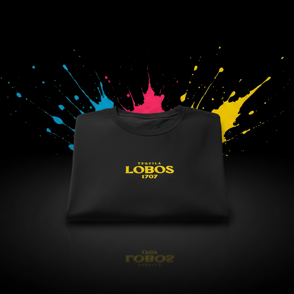 Tequila Lobos 1707 embroidered design on black sweatshirt